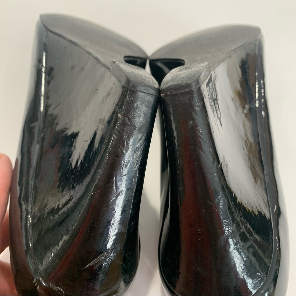 BP (Nordstrom brand) black patent open toe shiny wedge heel size 11 - Picture 6 of 12